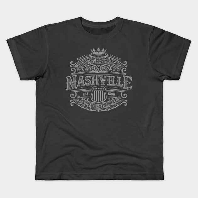 Nashville Tennessee Music City Kids T-Shirt by Designkix